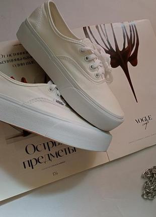 Женские белые кеды, кроссовки на платформе authentic platfor vans 🪽4 фото