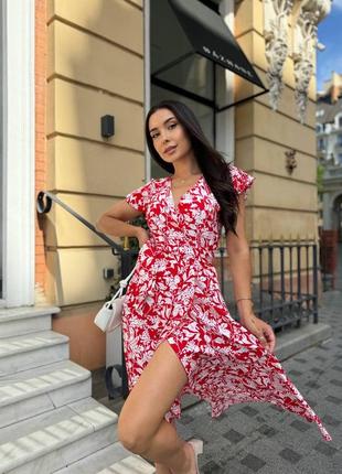 Сукня в квітку на запах3 фото