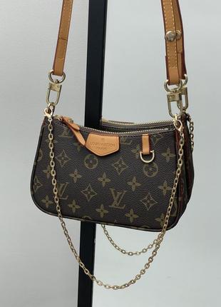 Сумка в стиле louis vuitton easy pouch on strap monogram brown