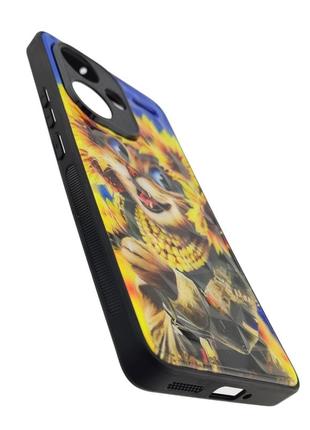 Чохол prisma для телефона xiaomi redmi note 13 pro plus 5g бампер скляний малюнок кіт із соняшником 2