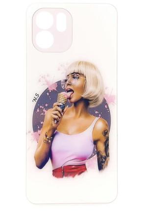 Чохол glass case для мобільного телефона xiaomi redmi a2 скляний білий бампер з малюнком girl