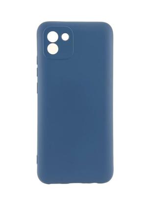 Чохол silicone case для телефона samsung galaxy a03 / a035 бампер із мікрофіброю темно-синій