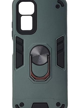 Противоударный чехол armored ring для xiaomi redmi note 12s бампер с подставкой зеленый