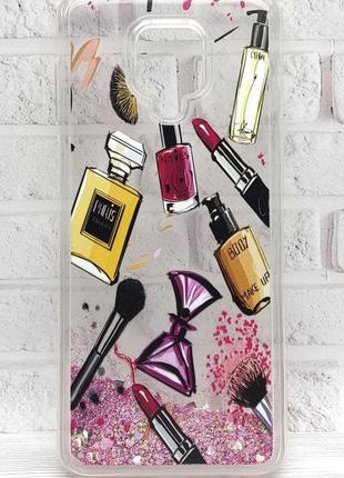 Чохол fluid glitter для xiaomi note 9 бампер рідкі блискітки малюнок косметика