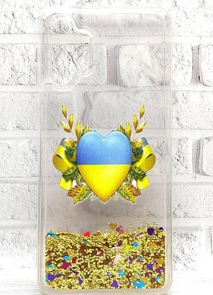 Чохол fluid glitter для samsung galaxy a13 4g / a135 бампер прозорий силіконовий з малюнком серце
