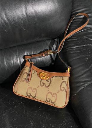 Сумка жіноча в стилі  gucci aphrodite shoulder bag brown textile gg3 фото