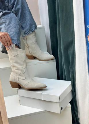 Ботинки козаки женские из натуральной замши