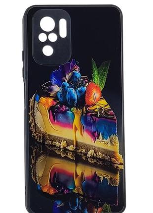Чехол glass case для xiaomi redpoco x3 pro 4g / redpoco x3 pros стеклянный черный бампер с рисунком cake