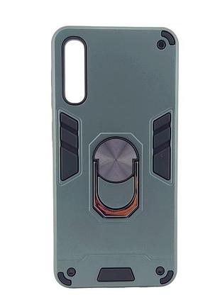 Ударопрочный чехол armored ring для glass case samsung galaxy a30s/a50/a50s pink / a505 с подставкой болотный