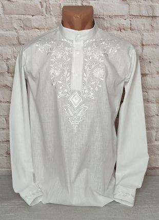 Вишиванка мужская белые узоры. от 44 размера.