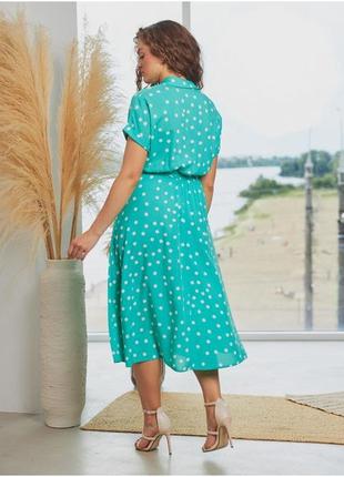 Летнее платье в горох на пуговицах 3925