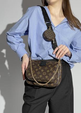 Сумка в стиле louis vuitton pochete multi brown/black1 фото