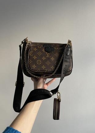 Сумка у стилі louis vuitton pochete multi brown/black7 фото