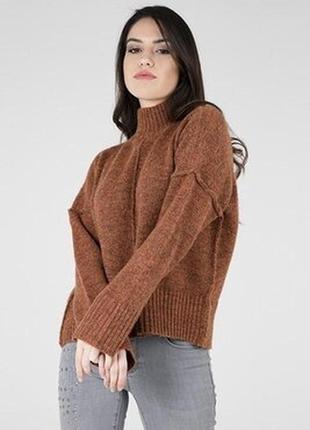 Теплый свитер мирер свитшот джемпер с высоким воротом из мягкой пряжи лана