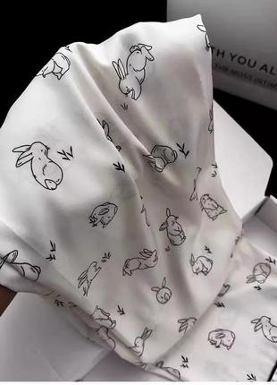 Женская шелковая пижама lucky rabbit розовая9 фото