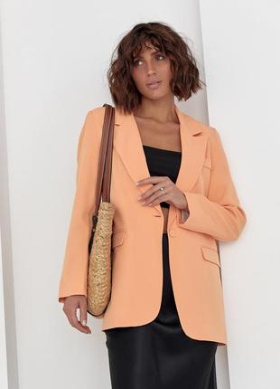 Женский классический однобортный пиджак - персиковый цвет, s (есть размеры)5 фото