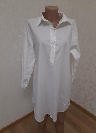 Стильна подовжена  пряма котонова сорочка рубаха італія
