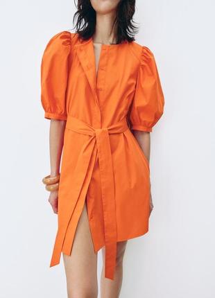 Короткое женское оранжевое платье zara new