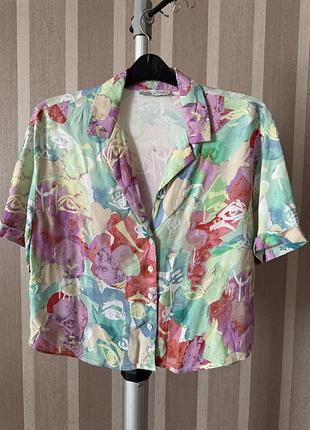 Укороченная рубашка pull&amp;bear вискоза