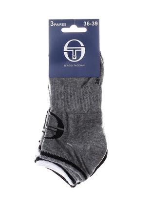 Шкарпетки sergio tacchini 3-pack 31-35 black/gray/white 83892062-12 фото