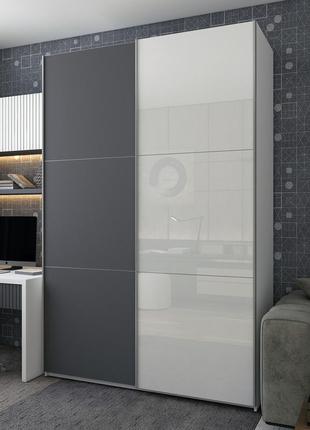 Шафа-купе g-caiser 1дсп/1скло/3 частини 2400х1800х600 білий/графіт+білий