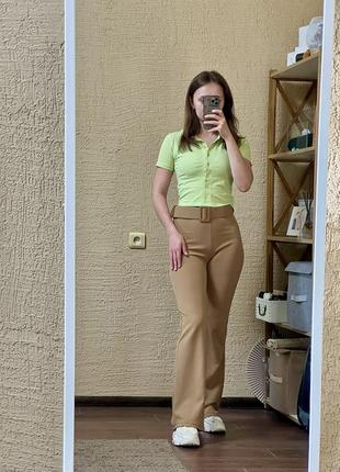 Брюки клеш стрейчевые с высокой посадкой