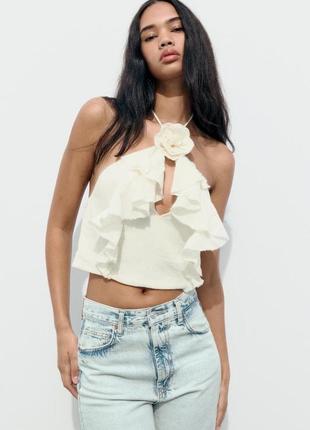 Топ женский бежевый муслиновый zara new