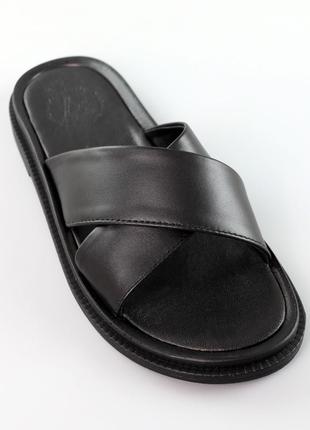 Шлепанцы женские черные экокожа 589235