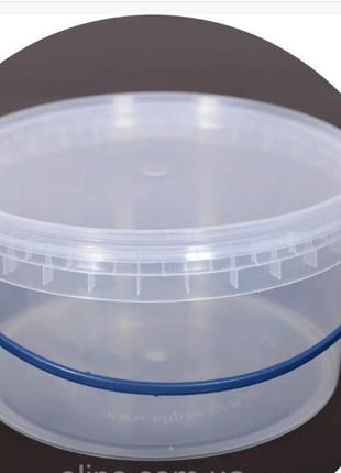 Ведро 3литра пластиковое, пищевое, прозрачное с крышкой и ручкой