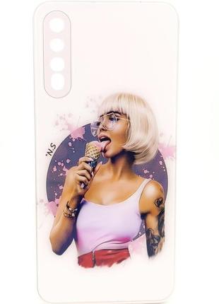 Чехол glass case для samsung a50 / a505  бампер white girl