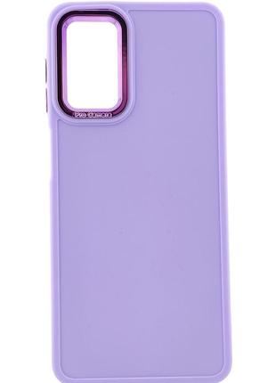 Чехол metal style для samsung galaxy a32 5g / a326 бампер с микрофиброй сиреневый