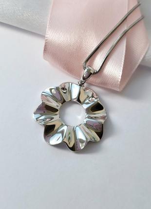 Серебряная подвеска кулон медальон круг без камней серебро 925 пробы родированное 3627 8.21г4 фото