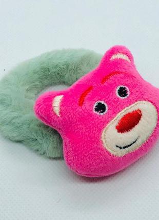 Резинка для волос меховая с мишкой новогодние резиночки для волос с игрушками