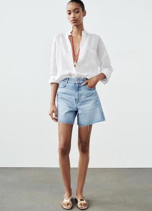 Шорты женские голубые высокая талия zara new
