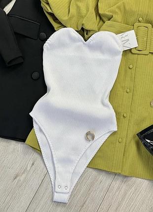 Боди в рубчик zara вырез сердце