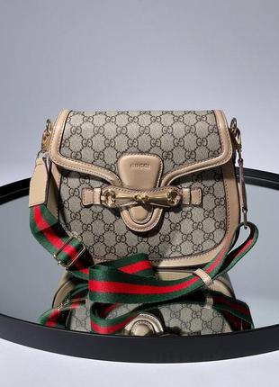 Сумка жіноча в стилі gucci lady web beige1 фото