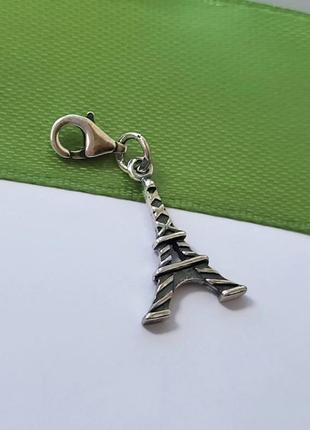 Кулон подвеска на карабине париж без камней серебро 925 пробы черненное 3375 1.16г