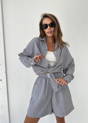 Легкий летний костюм в полоску🥰 шорты рубашка, пижама пижама домашний костюм