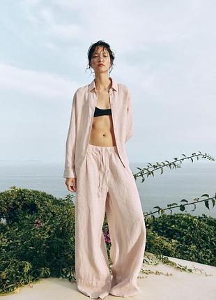 Костюм женский розовый льняной zara new