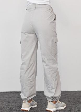 Женские штаны карго в стиле кэжуал - светло-серый цвет, l (есть размеры)2 фото