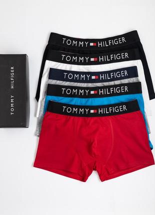 Чоловічі труси боксери - набір в стилі tommy hilfiger 5 шт. високої якості