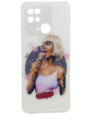 Чохол glass case для xiaomi redmi 10 бампер white girl