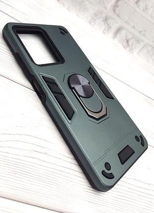Противоударный чехол armored ring для xiaomi redmi note 12 pro 5g с кольцом зеленый 2