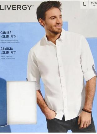 Чоловіча біла сорочка бавовняна livergy
