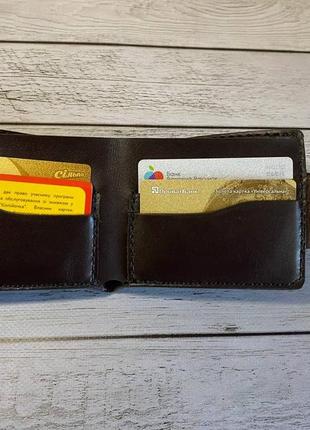 Кошелек кожаный мужской бифолд из натуральной кожи полностью ручной работы