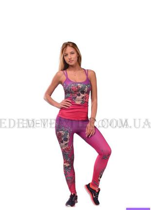 Рожеві лосини спортивна майка костюм розмір s m