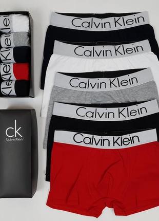 Боксери труси комплект 5шт calvin klein. набір трусів для чоловіків у коробці кельвін кляйн. спідня білизна набір10 фото