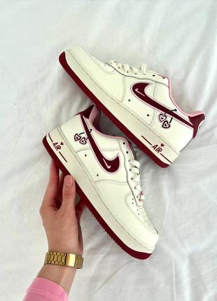 Женские кожаные кроссовки nike air force 1 low cherry найк форсы10 фото