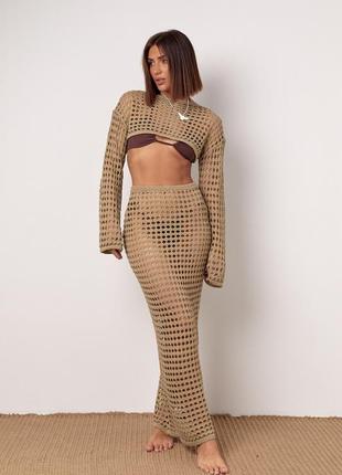 Довга спідниця ажурної в’язки