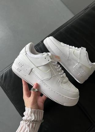 Жіночі шкіряні кросівки nike air force 1 low shadow white найк форси шадоу